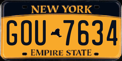 NY license plate GOU7634