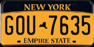NY license plate GOU7635