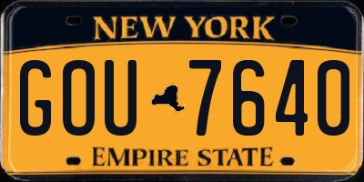 NY license plate GOU7640