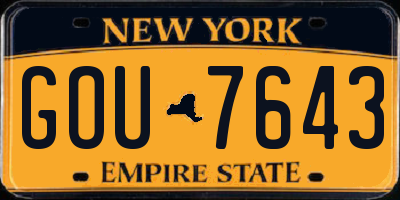 NY license plate GOU7643
