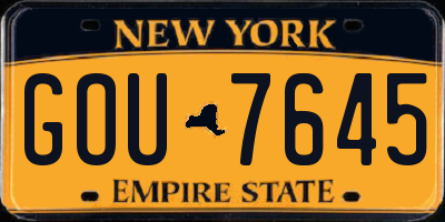 NY license plate GOU7645