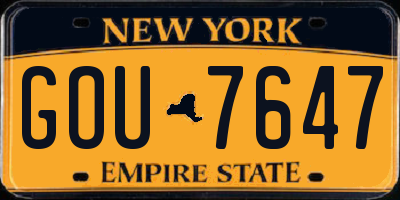 NY license plate GOU7647