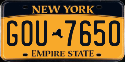 NY license plate GOU7650