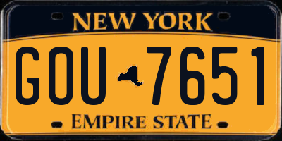 NY license plate GOU7651