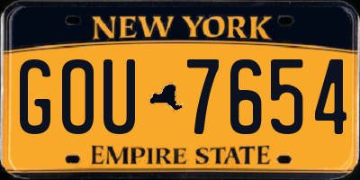 NY license plate GOU7654