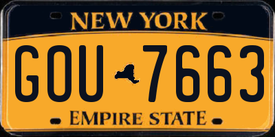 NY license plate GOU7663