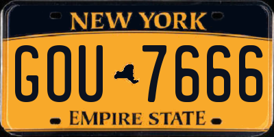 NY license plate GOU7666