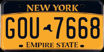 NY license plate GOU7668