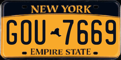 NY license plate GOU7669
