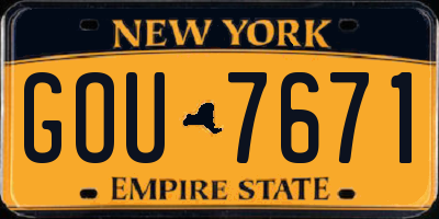 NY license plate GOU7671