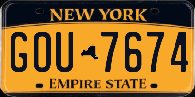NY license plate GOU7674