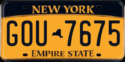 NY license plate GOU7675
