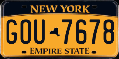 NY license plate GOU7678