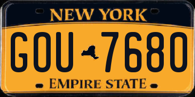 NY license plate GOU7680