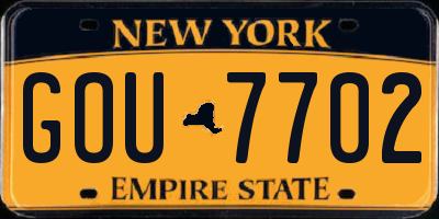 NY license plate GOU7702