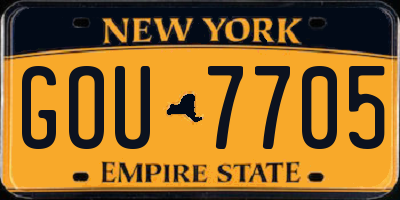 NY license plate GOU7705