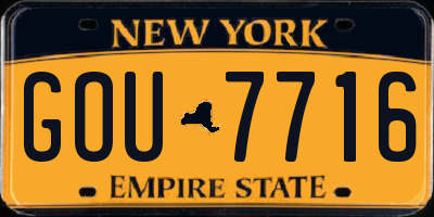 NY license plate GOU7716