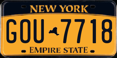 NY license plate GOU7718