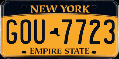 NY license plate GOU7723
