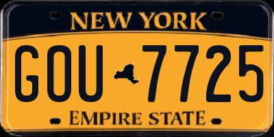 NY license plate GOU7725