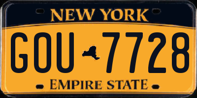 NY license plate GOU7728