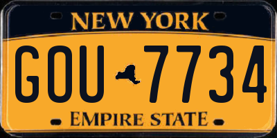 NY license plate GOU7734
