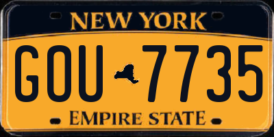NY license plate GOU7735
