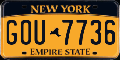 NY license plate GOU7736