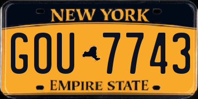 NY license plate GOU7743