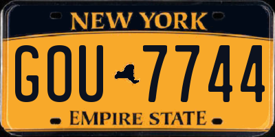 NY license plate GOU7744
