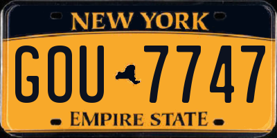 NY license plate GOU7747
