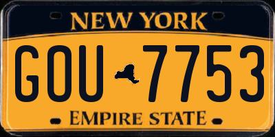 NY license plate GOU7753