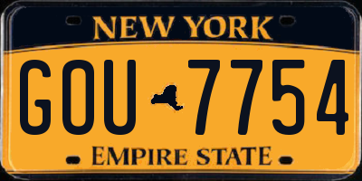 NY license plate GOU7754