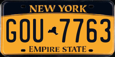NY license plate GOU7763