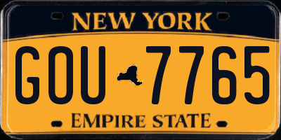 NY license plate GOU7765