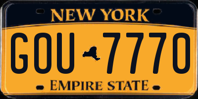 NY license plate GOU7770