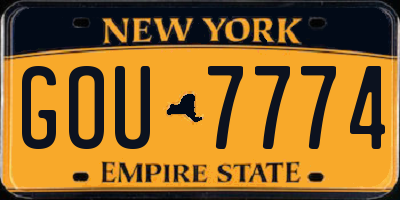 NY license plate GOU7774