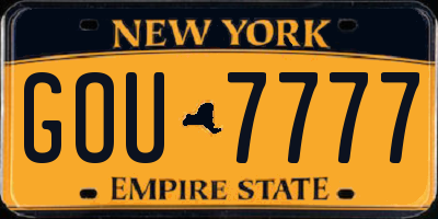 NY license plate GOU7777