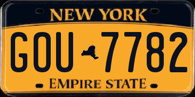 NY license plate GOU7782