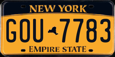 NY license plate GOU7783