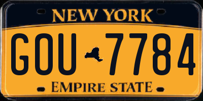NY license plate GOU7784