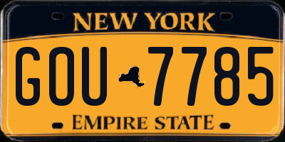 NY license plate GOU7785