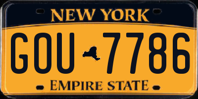 NY license plate GOU7786