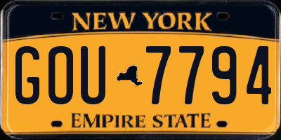 NY license plate GOU7794