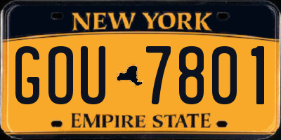 NY license plate GOU7801