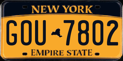 NY license plate GOU7802