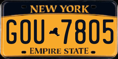 NY license plate GOU7805