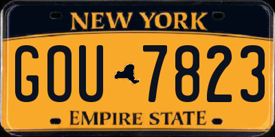 NY license plate GOU7823