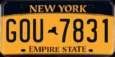 NY license plate GOU7831