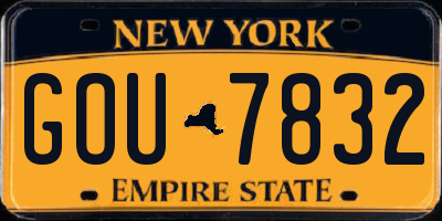 NY license plate GOU7832